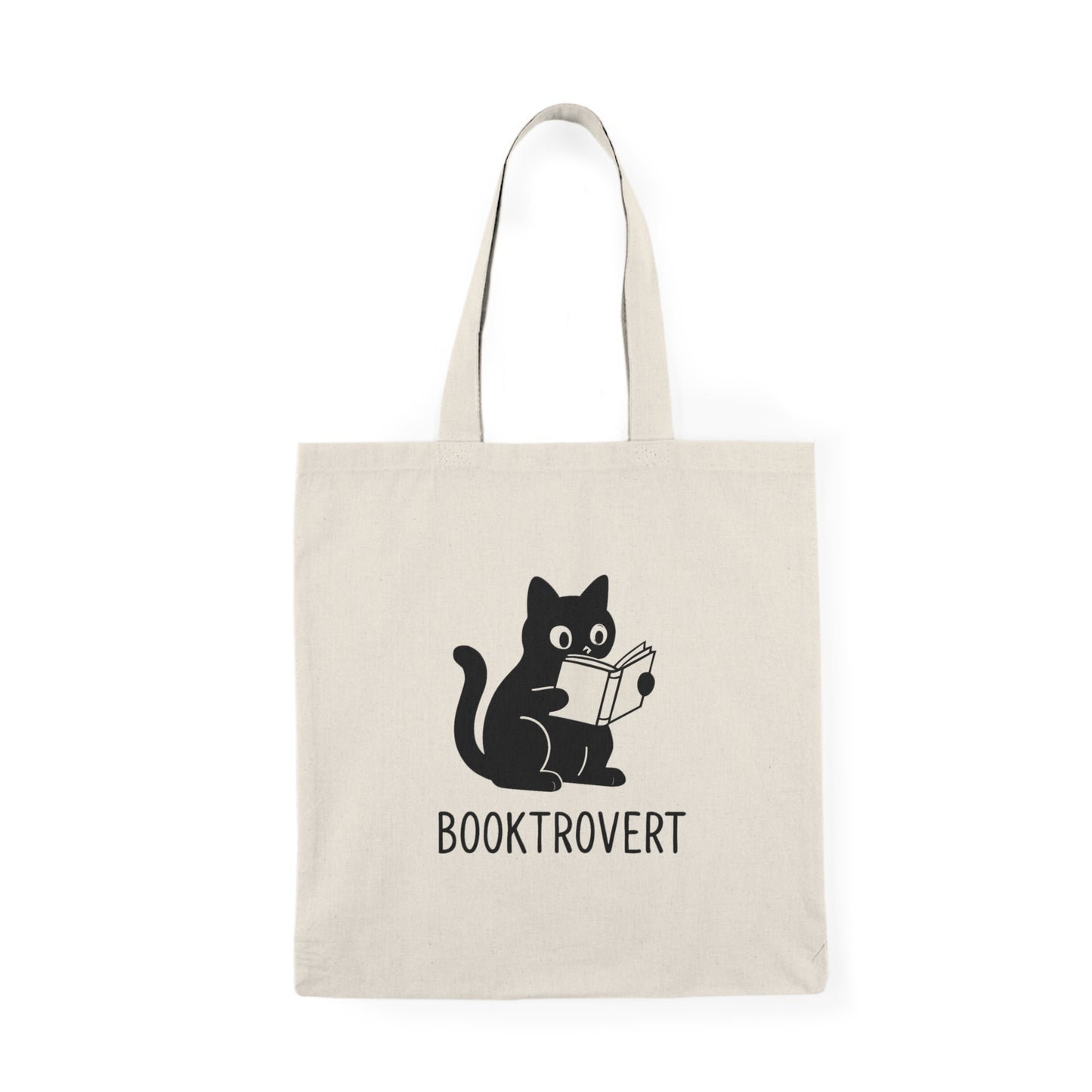 Booktrovert Cat Tote Bag – Funny Introvert Book Lover Gift | Reusable Canvas Library Bag for Readers