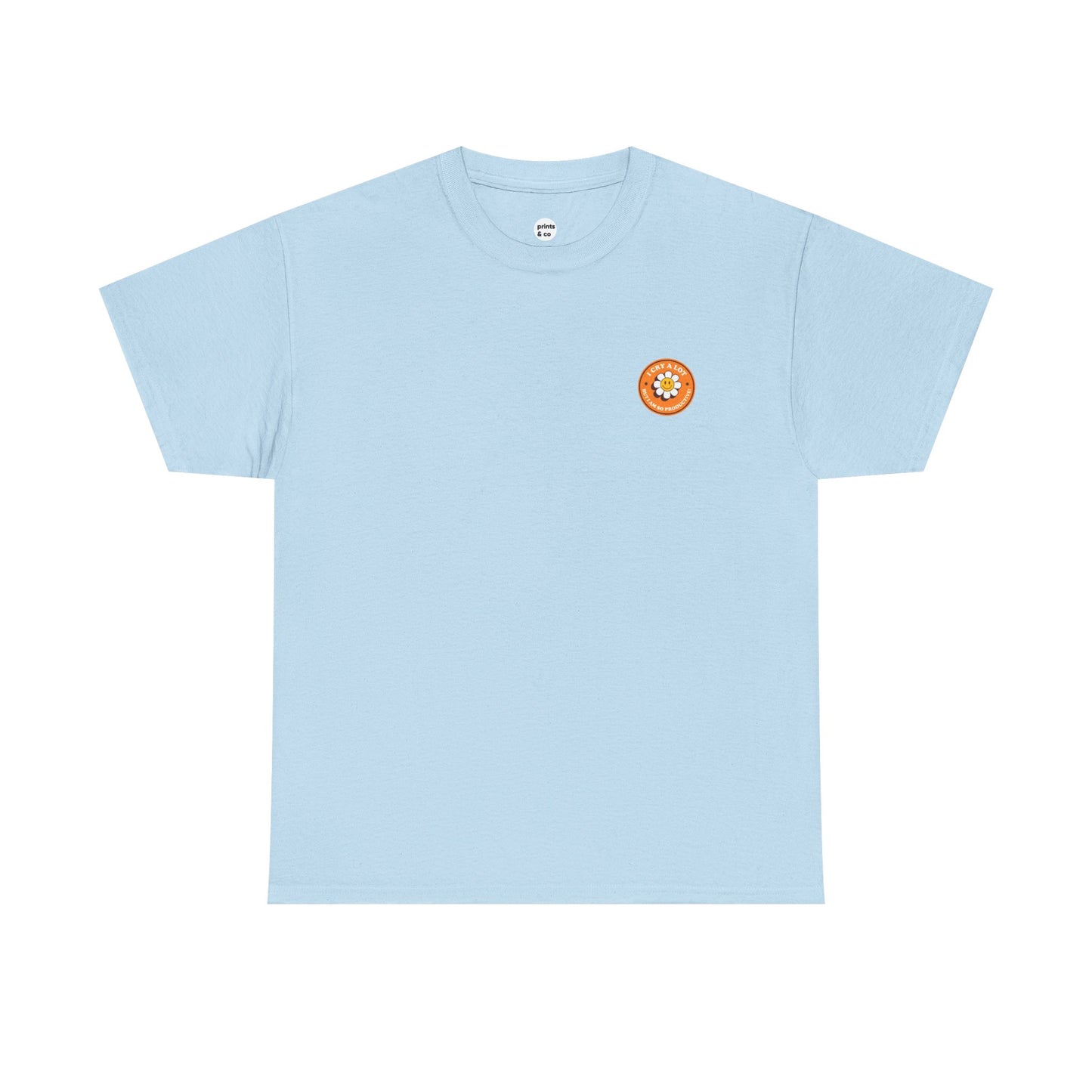I Cry a Lot – Emotional Support Badge Unisex Cotton Tee