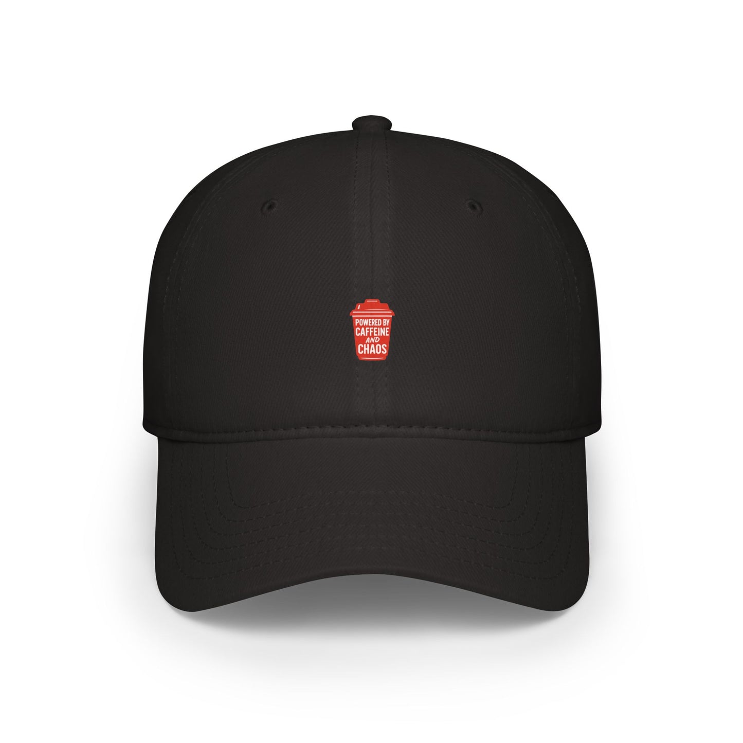 Powered By Caffeine And Chaos Baseball Hat