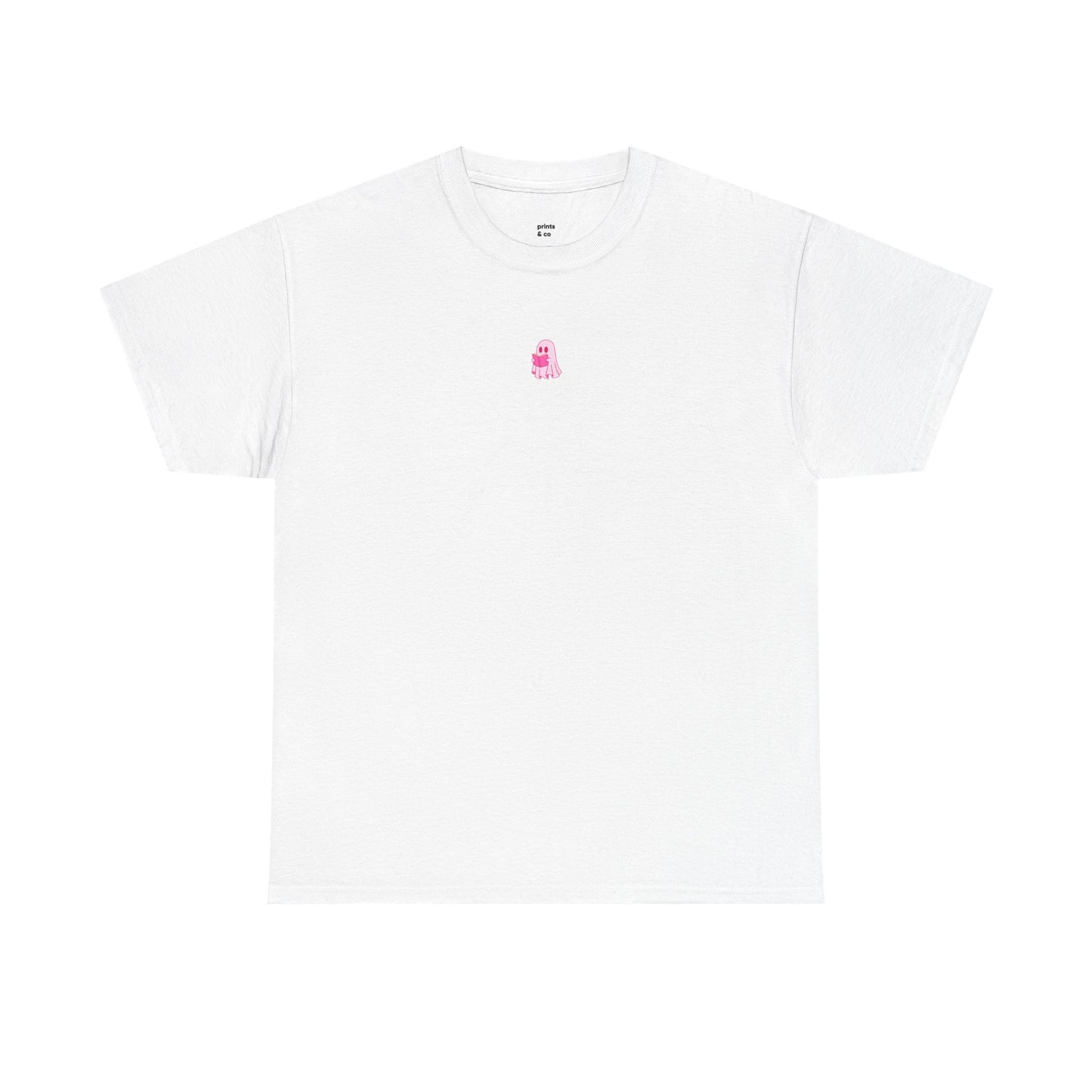 Pink Ghost Reading Unisex Cotton Tee