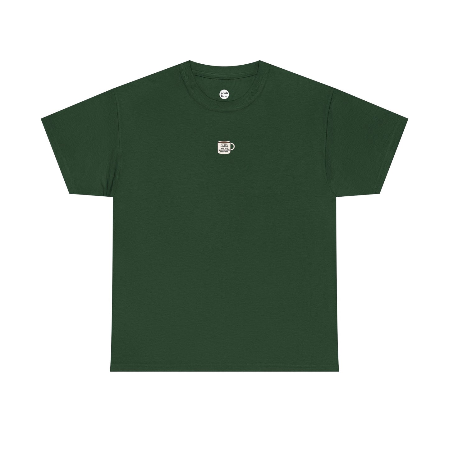90% Caffeine, 10% Questionable Decisions' Unisex Cotton Tee