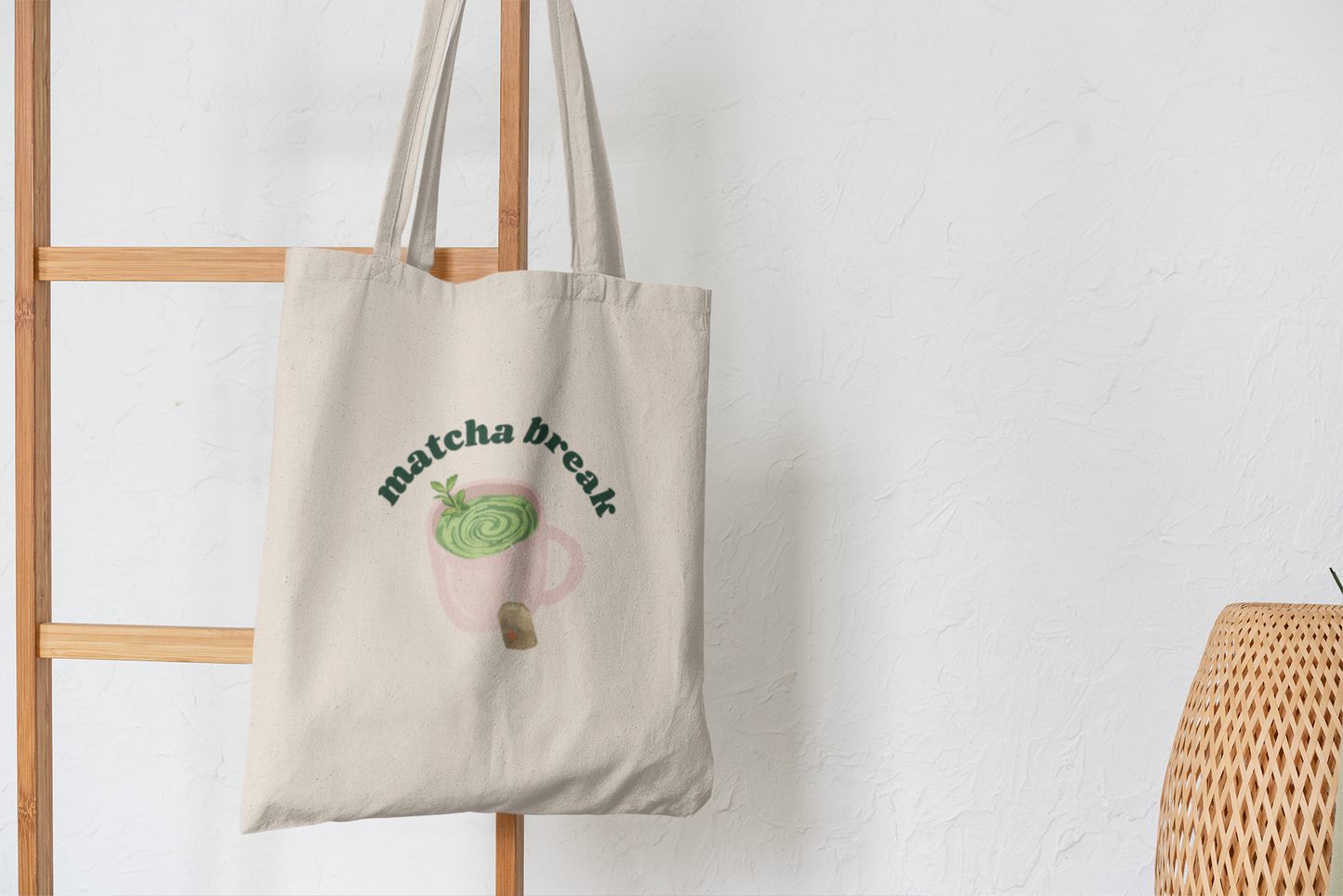 Matcha Break Natural Tote Bag