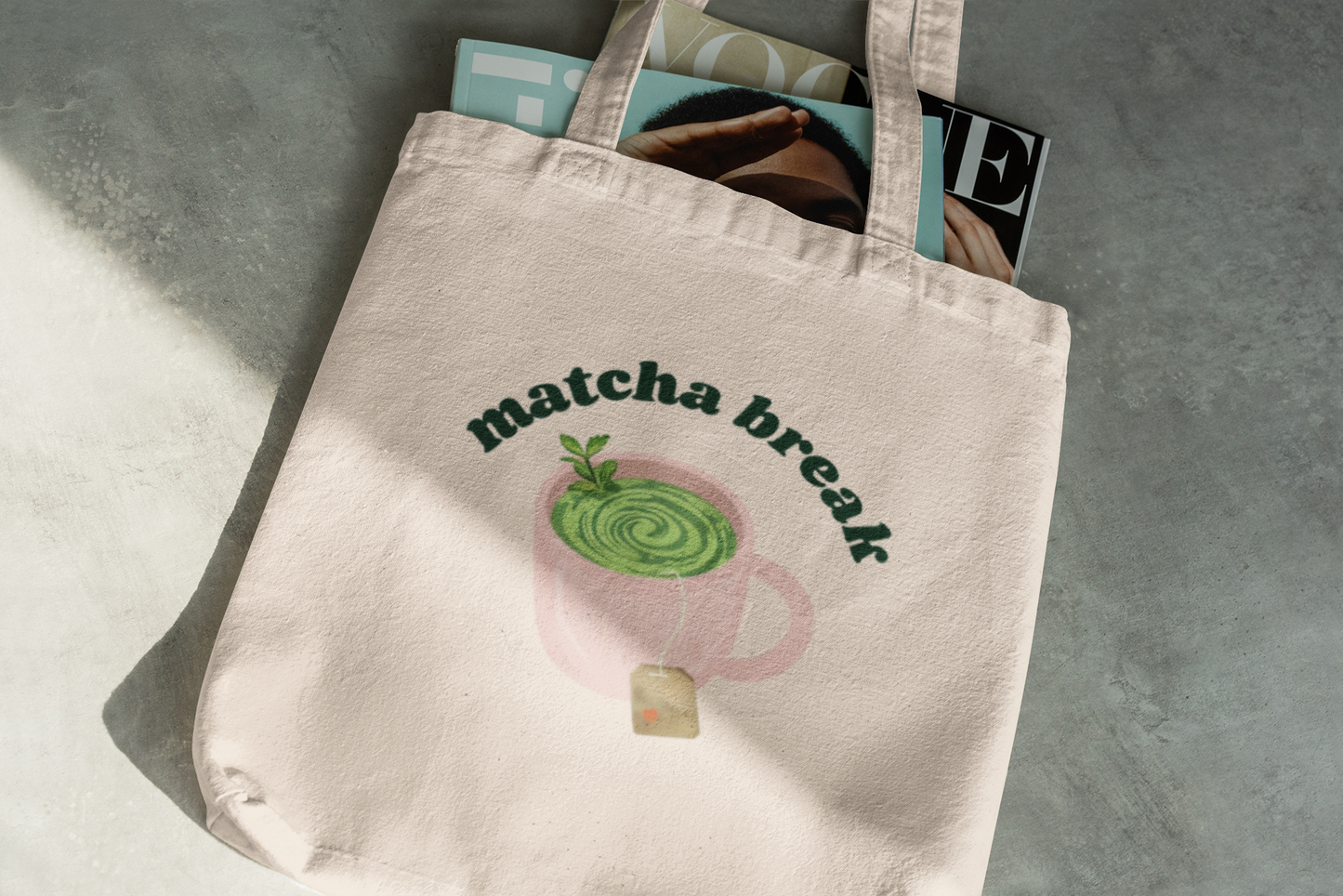 Matcha Break Natural Tote Bag