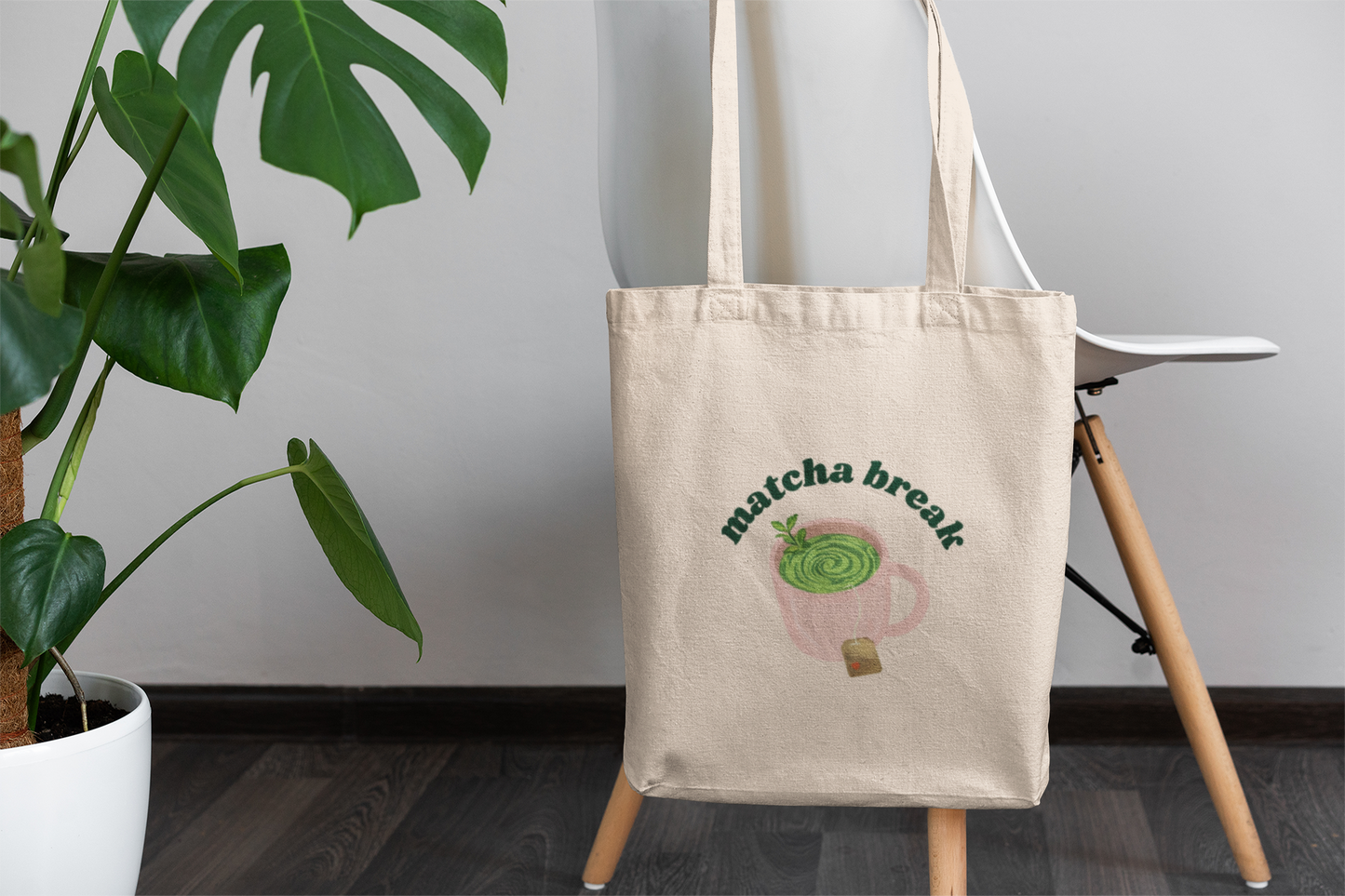 Matcha Break Natural Tote Bag