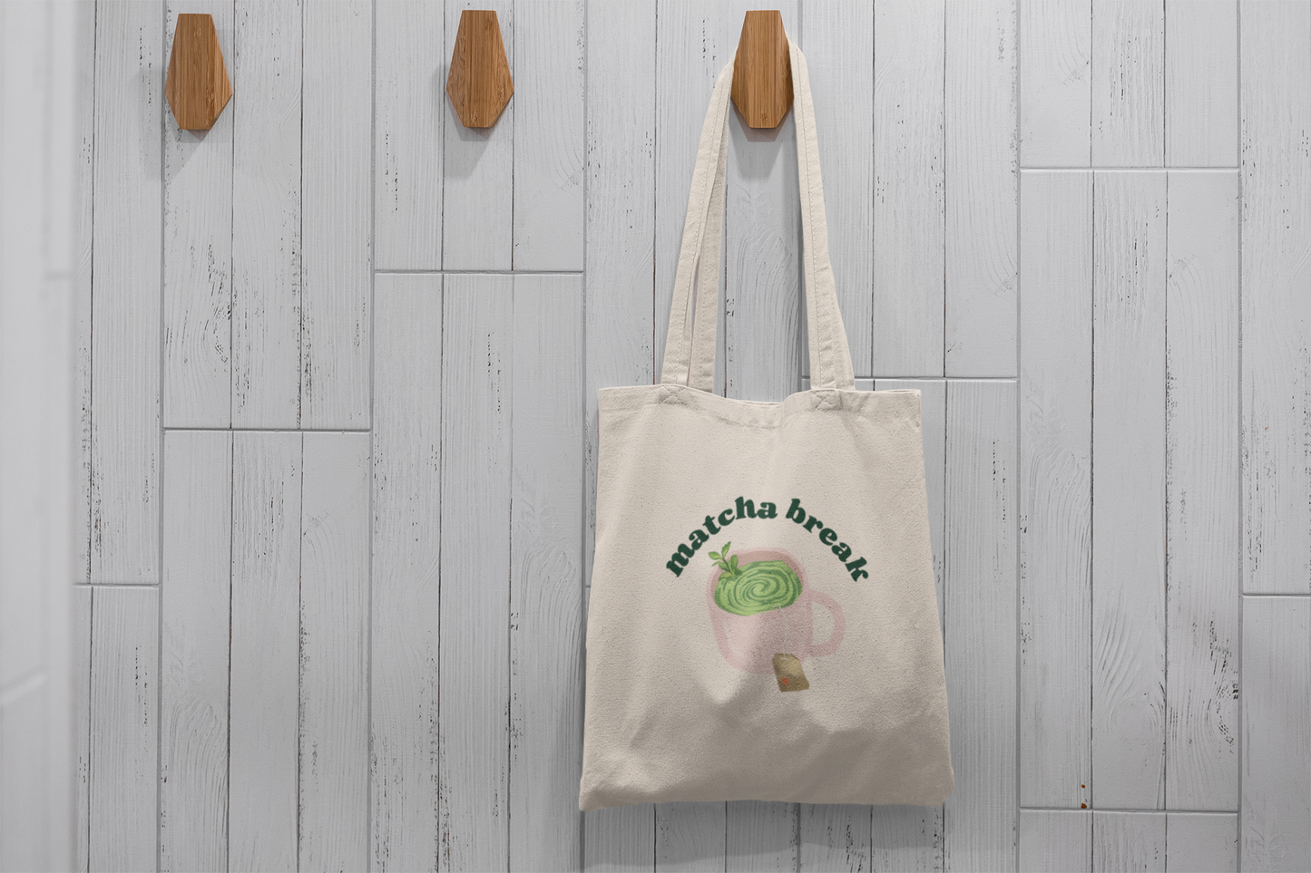 Matcha Break Natural Tote Bag