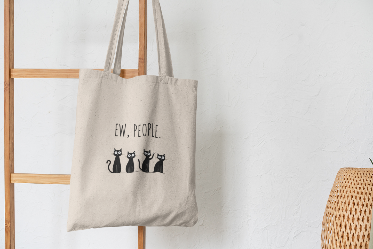 Ew People Tote Bag Funny Black Cat