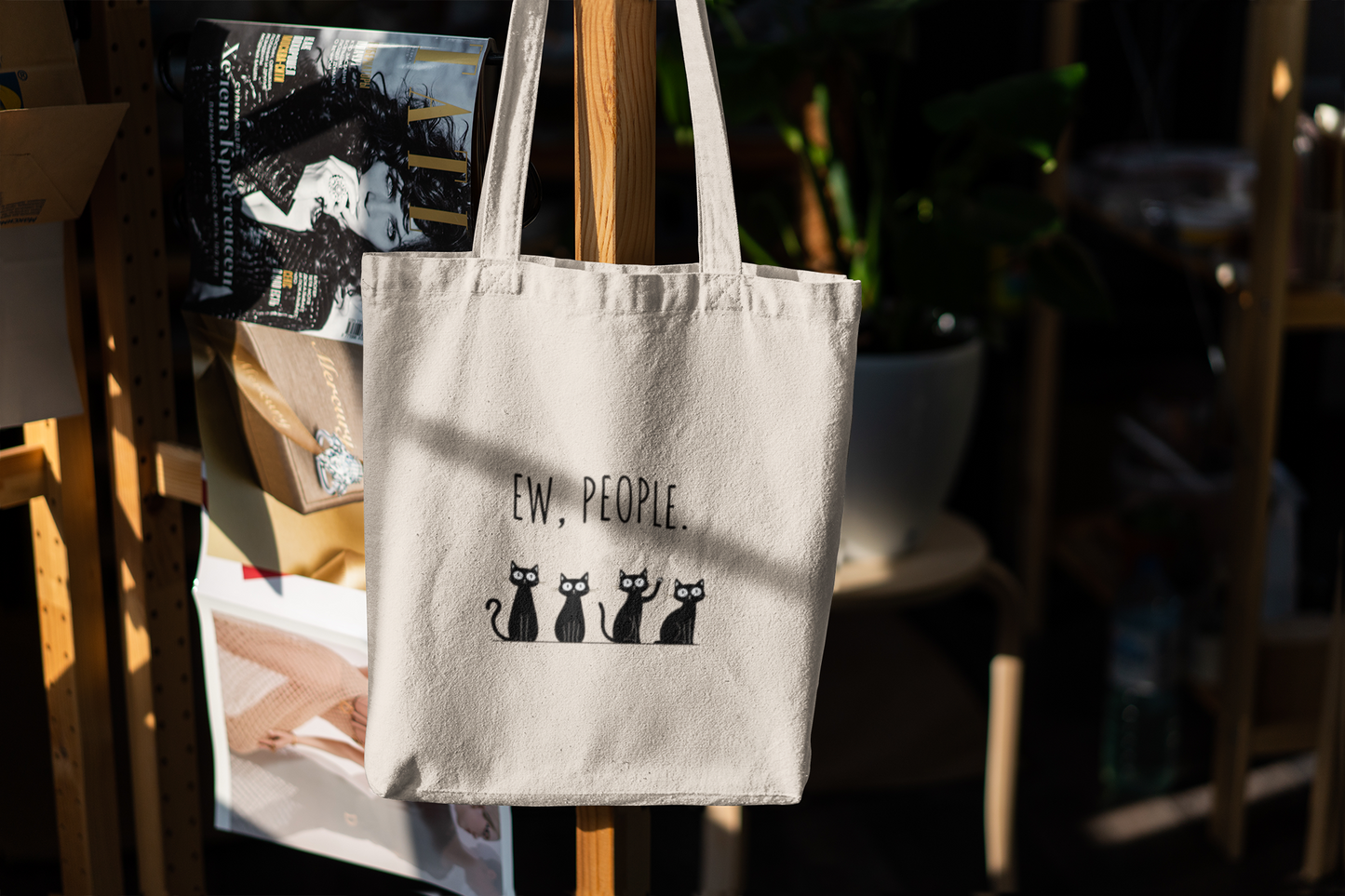 Ew People Tote Bag Funny Black Cat