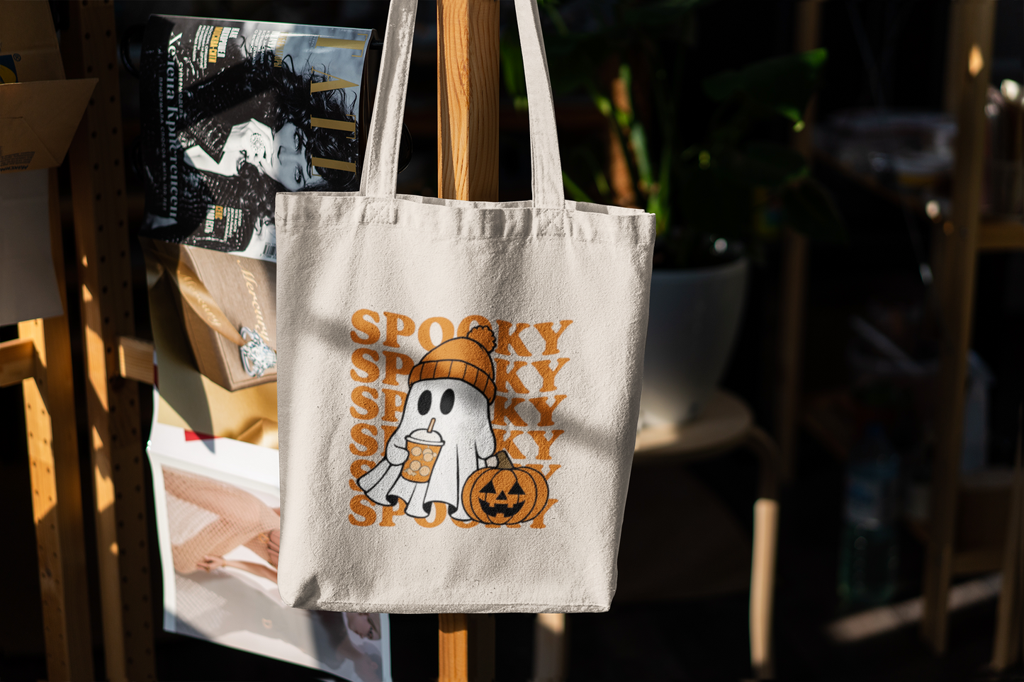 Spooky Ghost Halloween Tote Bag