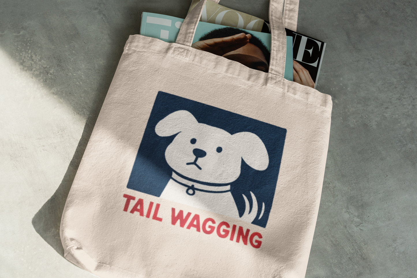 Tail Wagging Dog Tote Bag