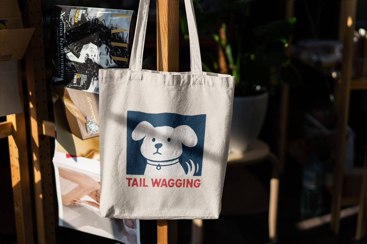 Tail Wagging Dog Tote Bag