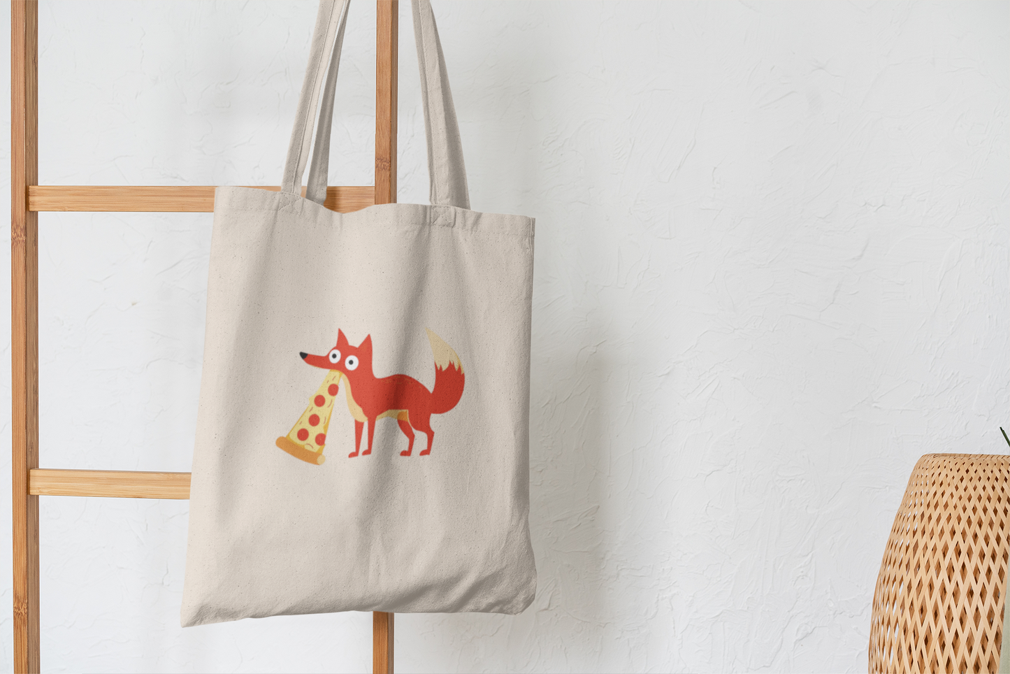 Pizza-Loving Fox Tote Bag – Fun & Quirky Animal Design