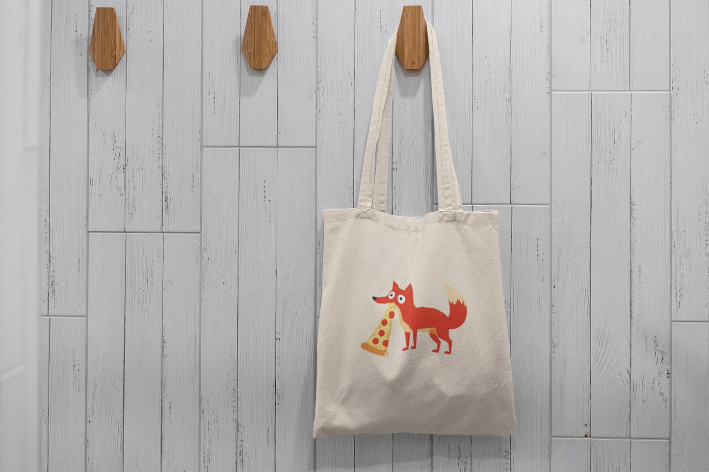 Pizza-Loving Fox Tote Bag – Fun & Quirky Animal Design