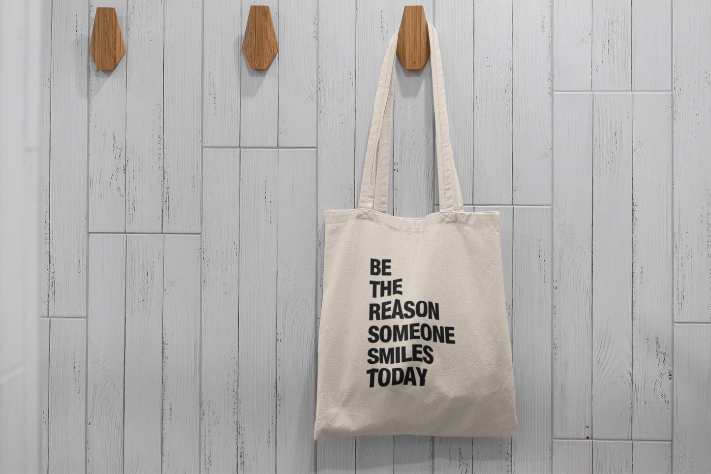 "Be the Reason Someone Smiles Today" Tote Bag – Uplifting Quote Design