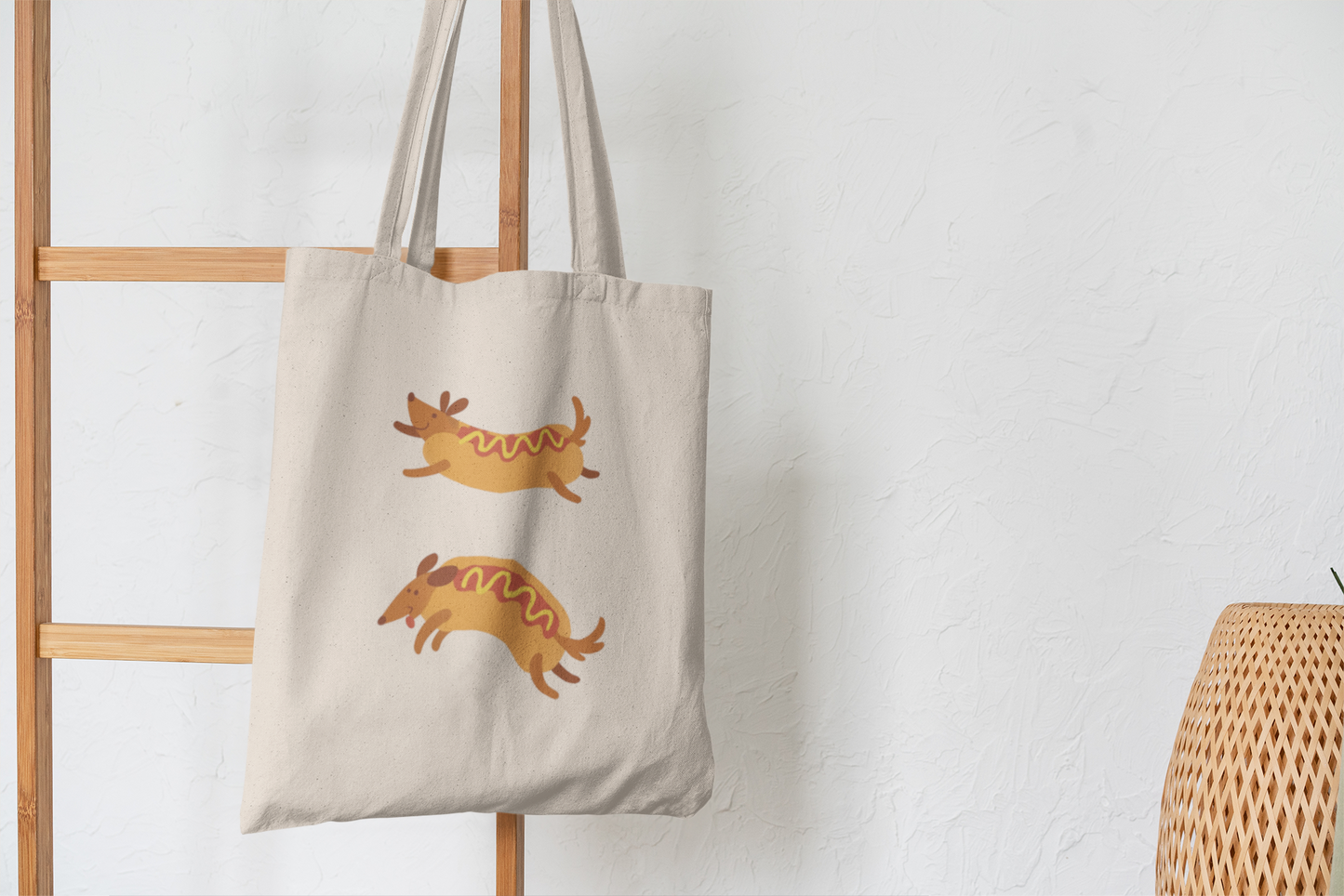 Hot Dog Dachshund Tote Bag – Cute Wiener Dog Illustration