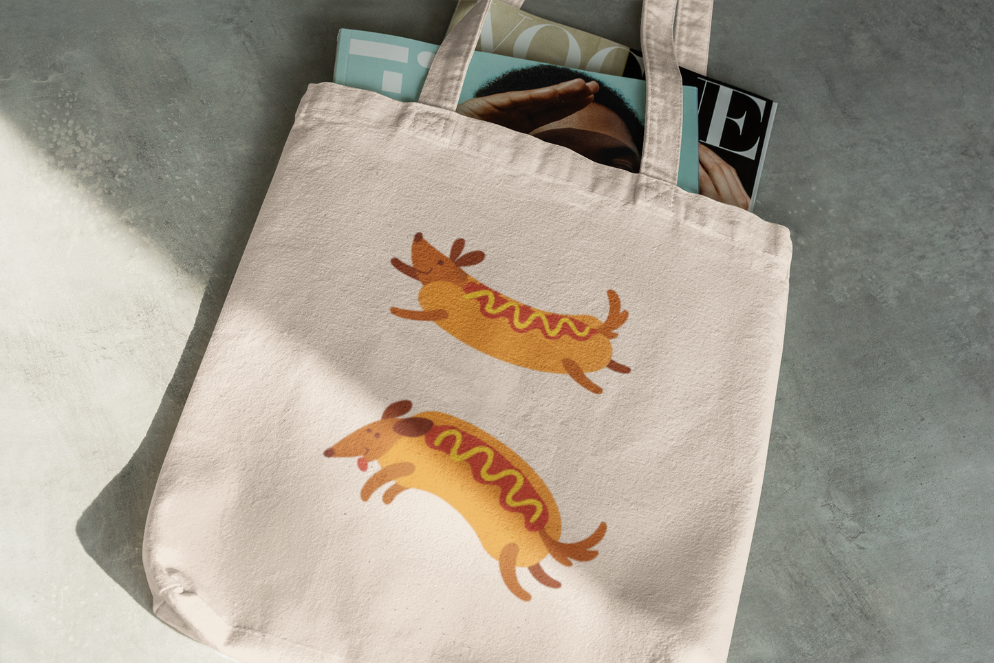 Hot Dog Dachshund Tote Bag – Cute Wiener Dog Illustration