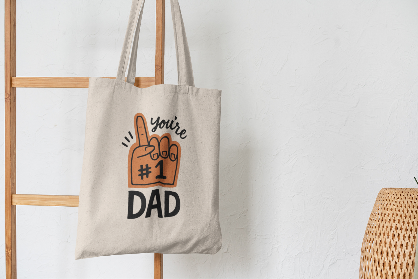 "You're #1 Dad" Foam Finger Graphic Tote Bag – Perfect Father's Day Gift