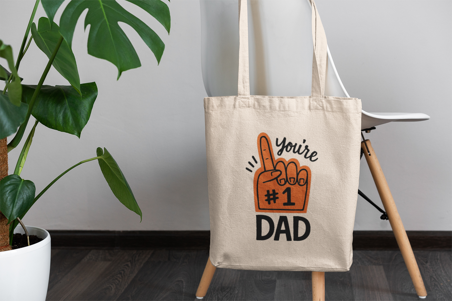 "You're #1 Dad" Foam Finger Graphic Tote Bag – Perfect Father's Day Gift