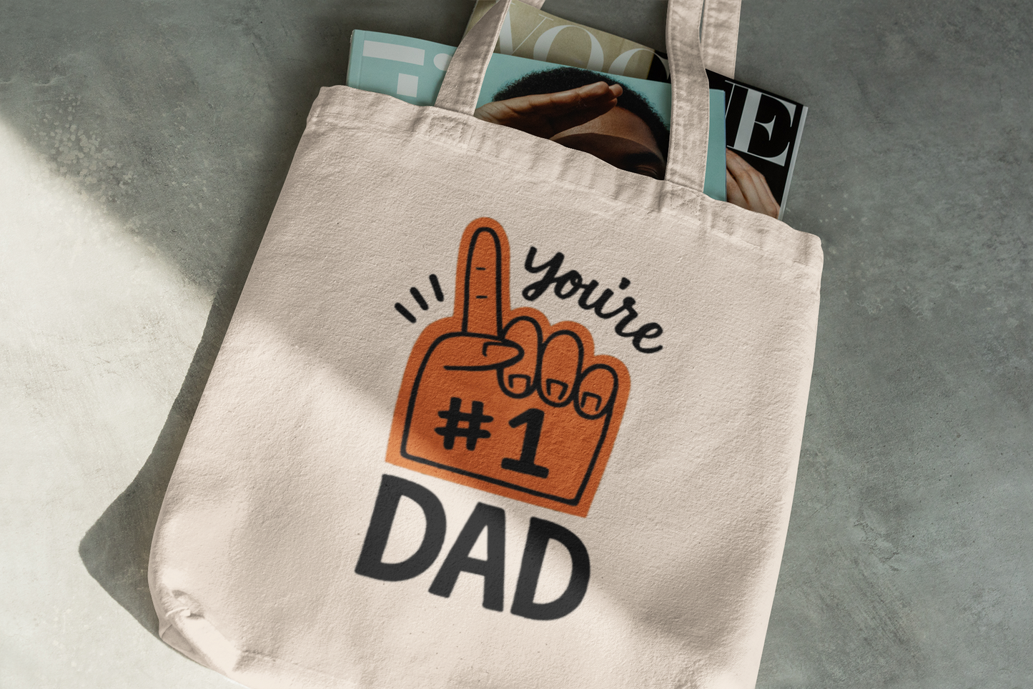 "You're #1 Dad" Foam Finger Graphic Tote Bag – Perfect Father's Day Gift