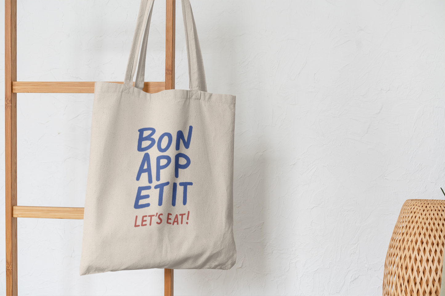 Bon Appetit Tote Bag – Fun Kitchen Canvas Tote with 'Let's Eat!' Slogan