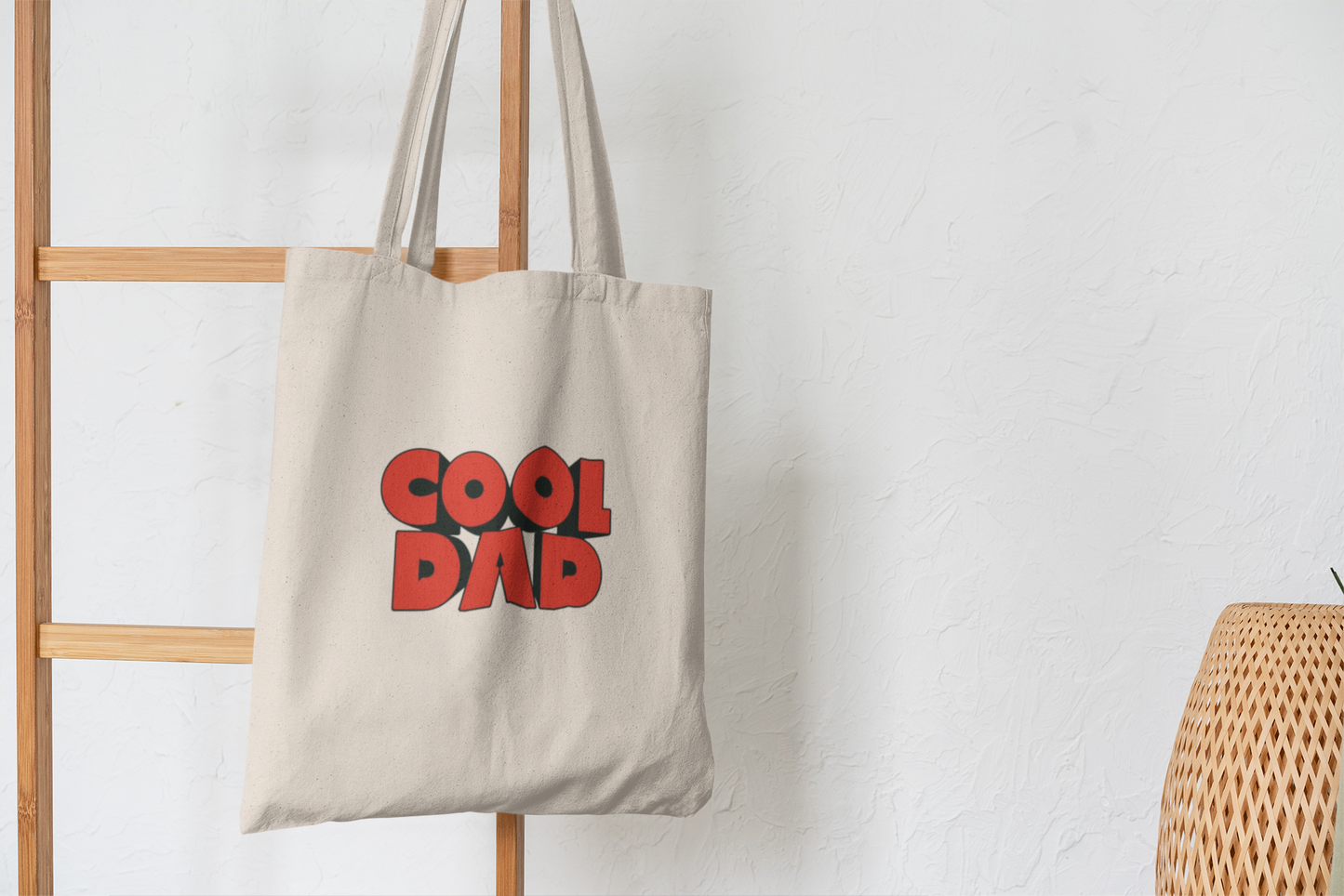 Cool Dad Tote Bag – Bold Red Typography Canvas Bag for Father’s Day Gift