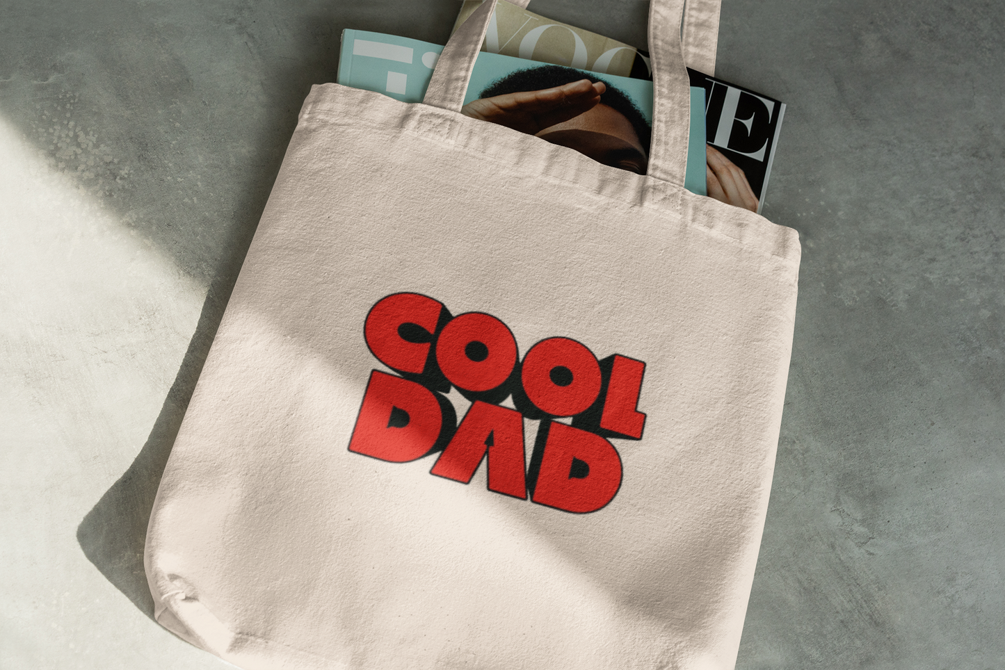 Cool Dad Tote Bag – Bold Red Typography Canvas Bag for Father’s Day Gift