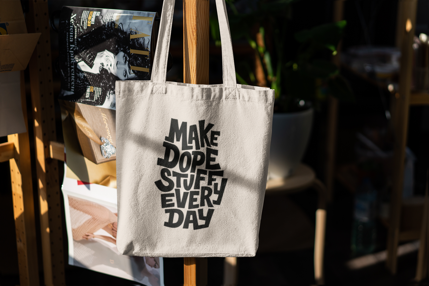 Make Dope Stuff Every Day Tote Bag – Creative Inspiration Canvas Bag for Artists & Makers