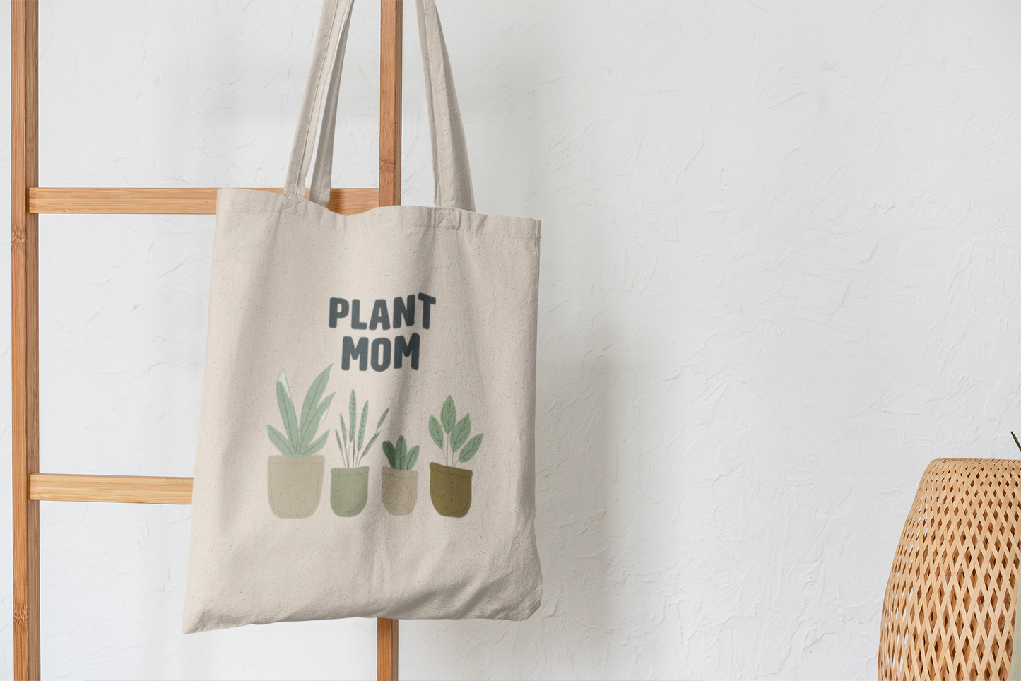 Plant Mom Tote Bag – Cute Canvas Bag for Plant Lovers, Garden Gift Idea