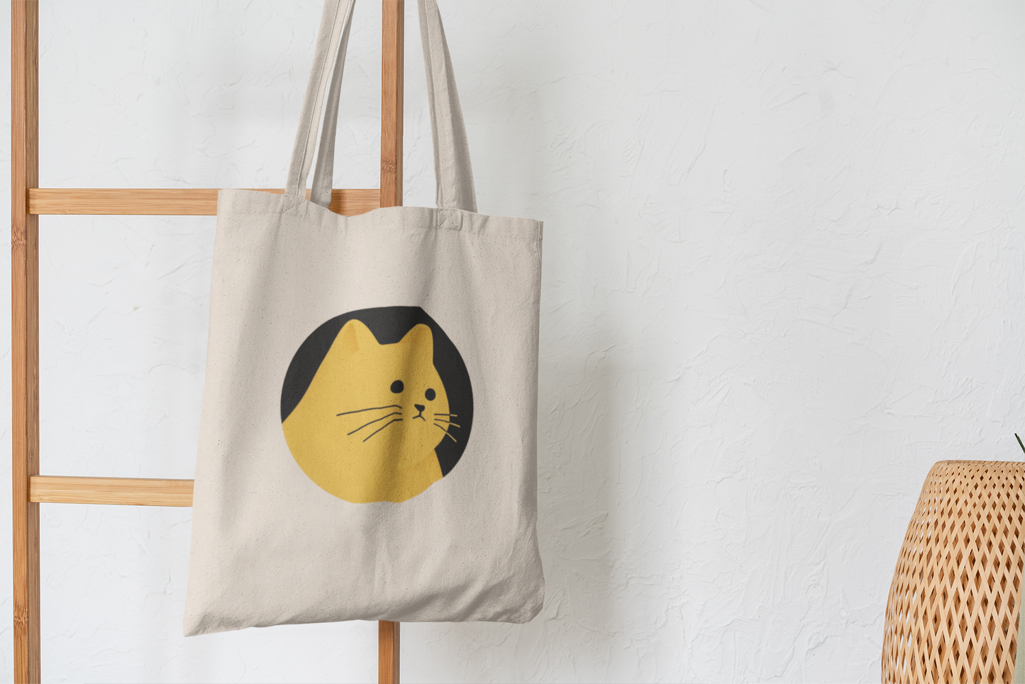 Cute Orange Cat Tote Bag – Minimalist Cat Lover Gift, Aesthetic Kitty Canvas Bag