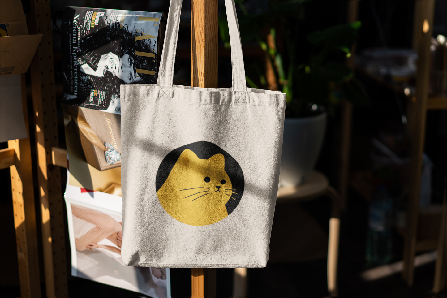 Cute Orange Cat Tote Bag – Minimalist Cat Lover Gift, Aesthetic Kitty Canvas Bag