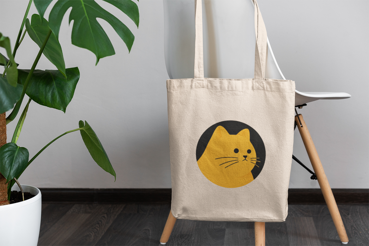 Cute Orange Cat Tote Bag – Minimalist Cat Lover Gift, Aesthetic Kitty Canvas Bag