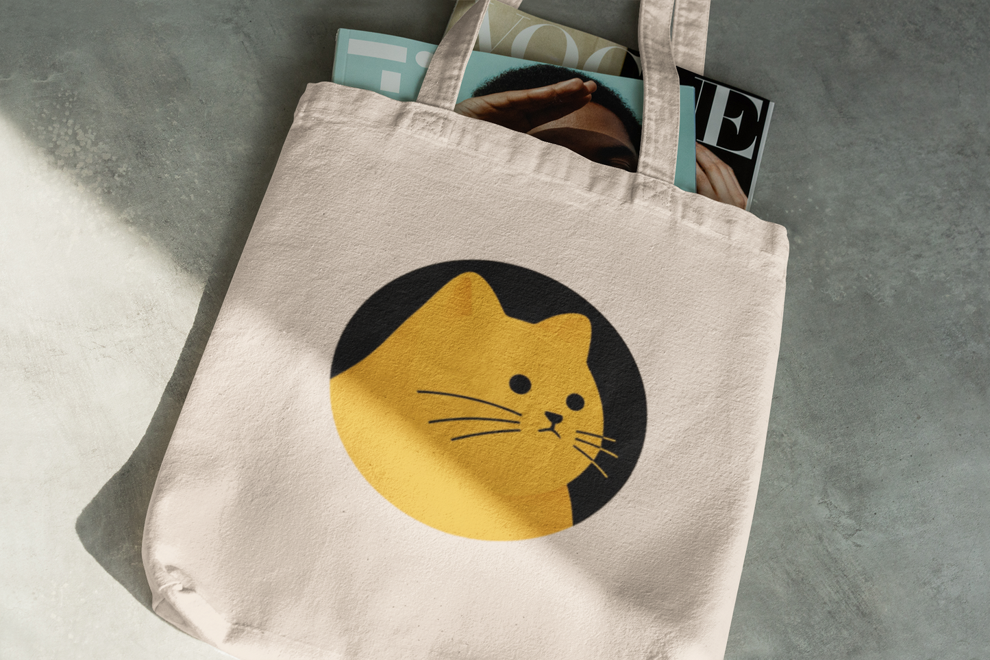 Cute Orange Cat Tote Bag – Minimalist Cat Lover Gift, Aesthetic Kitty Canvas Bag