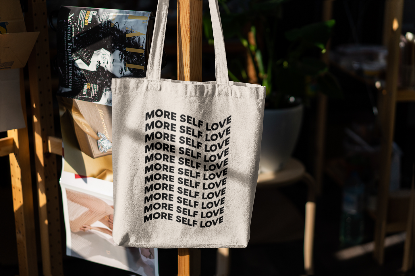 MORE SELF LOVE Tote Bag – Motivational Canvas Bag for Self-Care & Empowerment