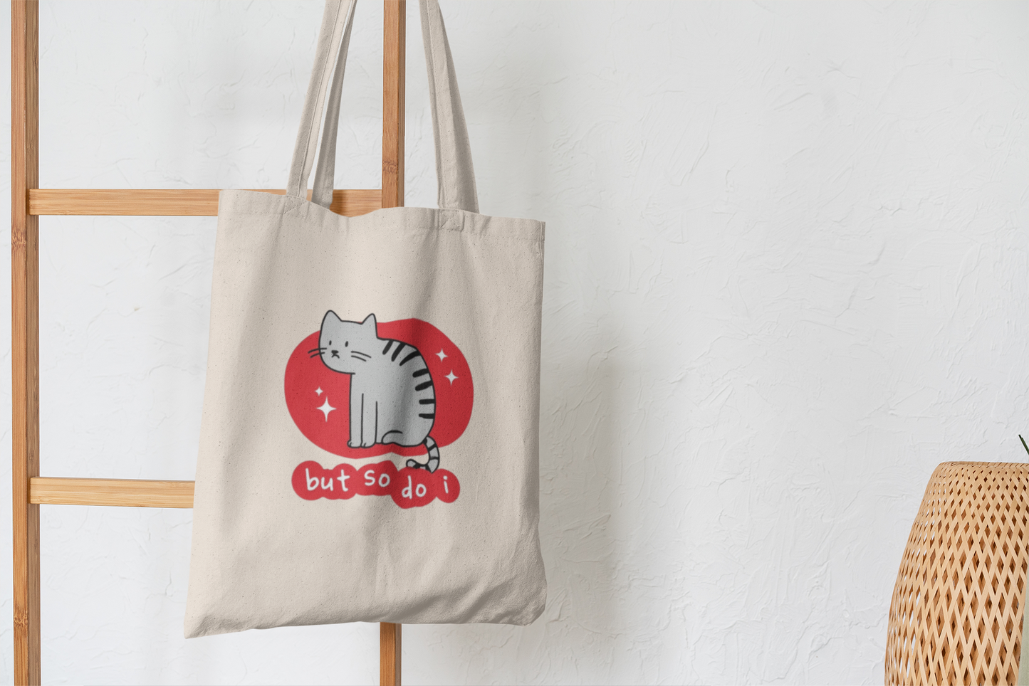 Sad Cat Canvas Tote Bag – Cute Emotional Cat Lover Gift | Eco-Friendly Reusable Shopping Bag