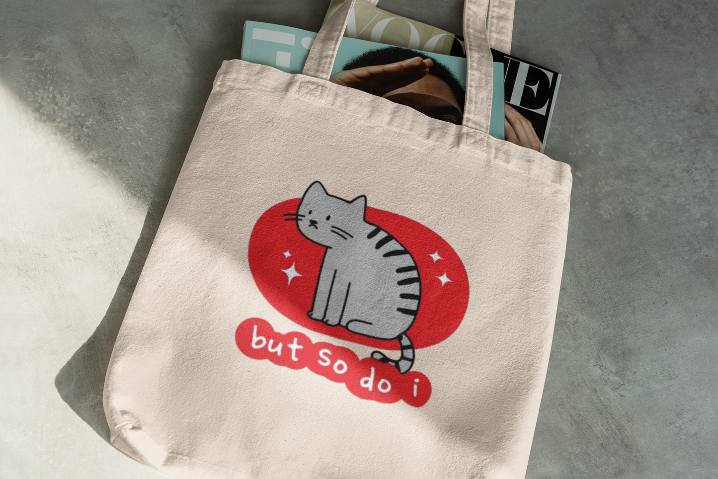 Sad Cat Canvas Tote Bag – Cute Emotional Cat Lover Gift | Eco-Friendly Reusable Shopping Bag