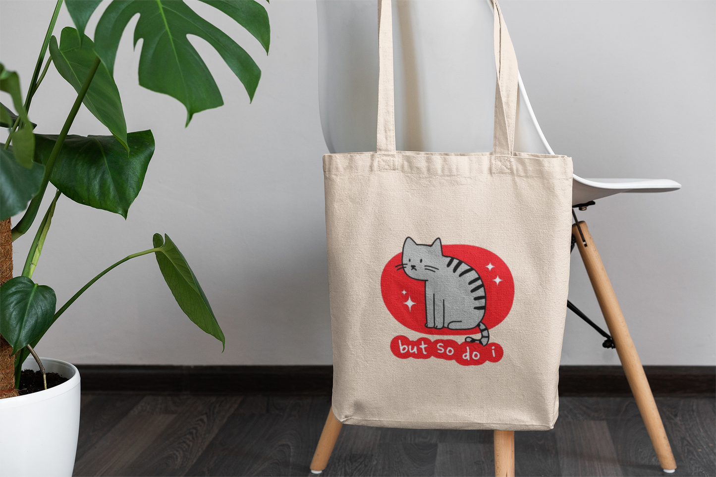 Sad Cat Canvas Tote Bag – Cute Emotional Cat Lover Gift | Eco-Friendly Reusable Shopping Bag