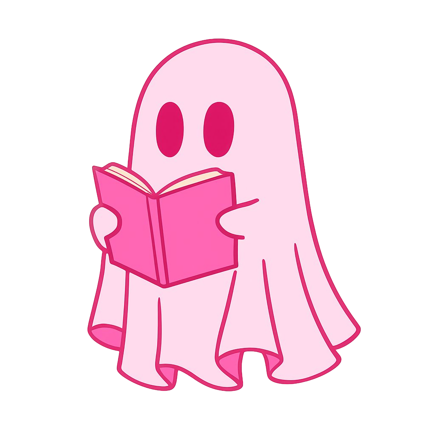 Pink Ghost Reading Unisex Cotton Tee
