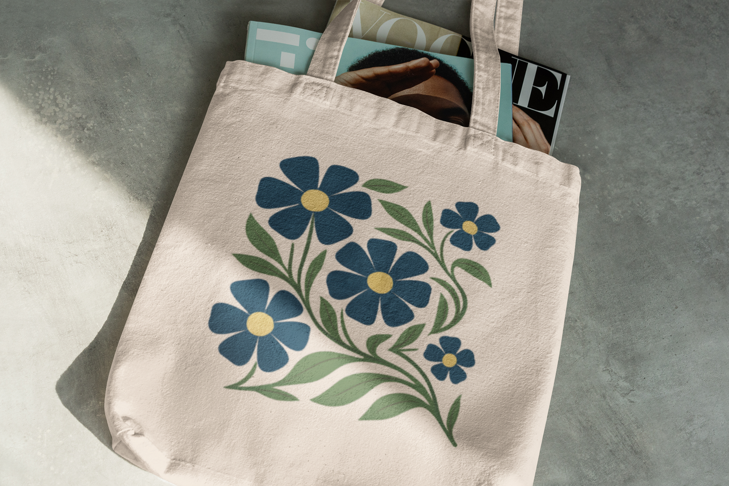 Blue Flowers Tote Bag
