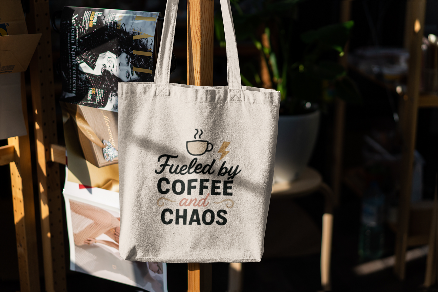 Fueled By Coffee And Chaos Tote Bag