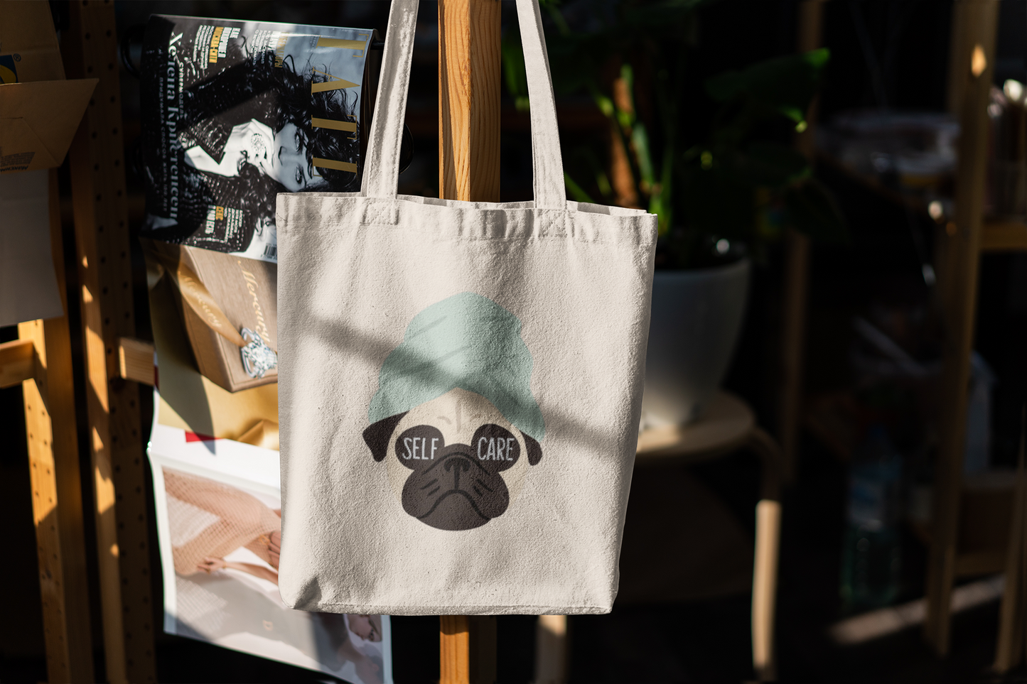 Pug Self Care Tote Bag