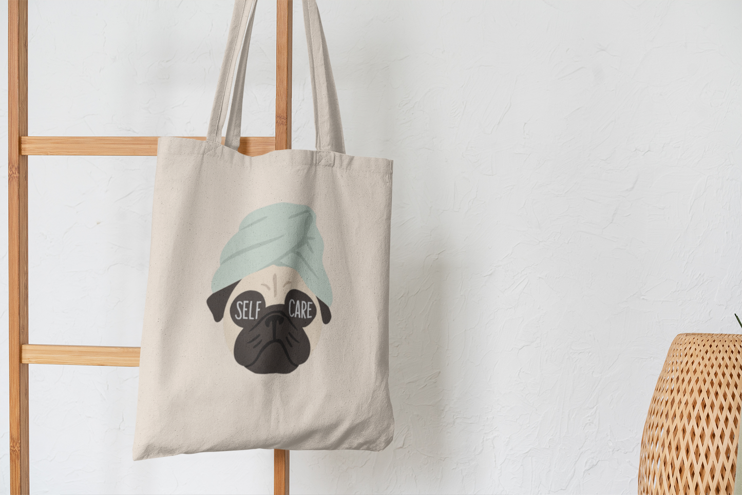 Pug Self Care Tote Bag