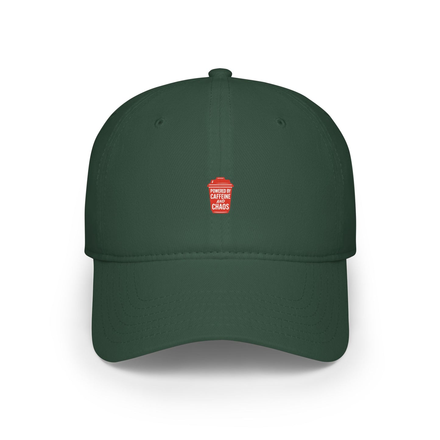 Powered By Caffeine And Chaos Baseball Hat