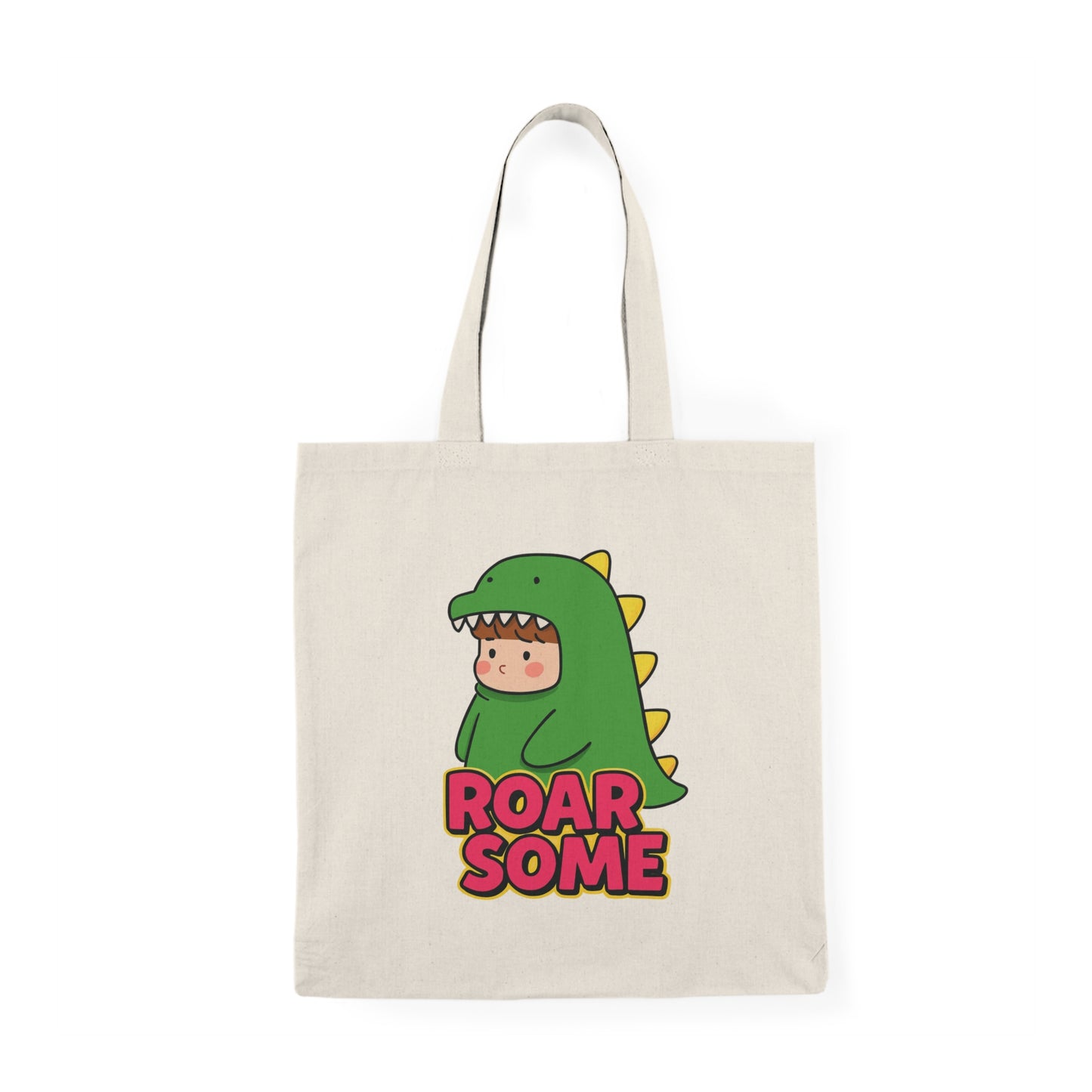 Roarsome Dinosaur Kids Tote Bag – Cute Dino Costume Canvas Tote for Kids & Adults