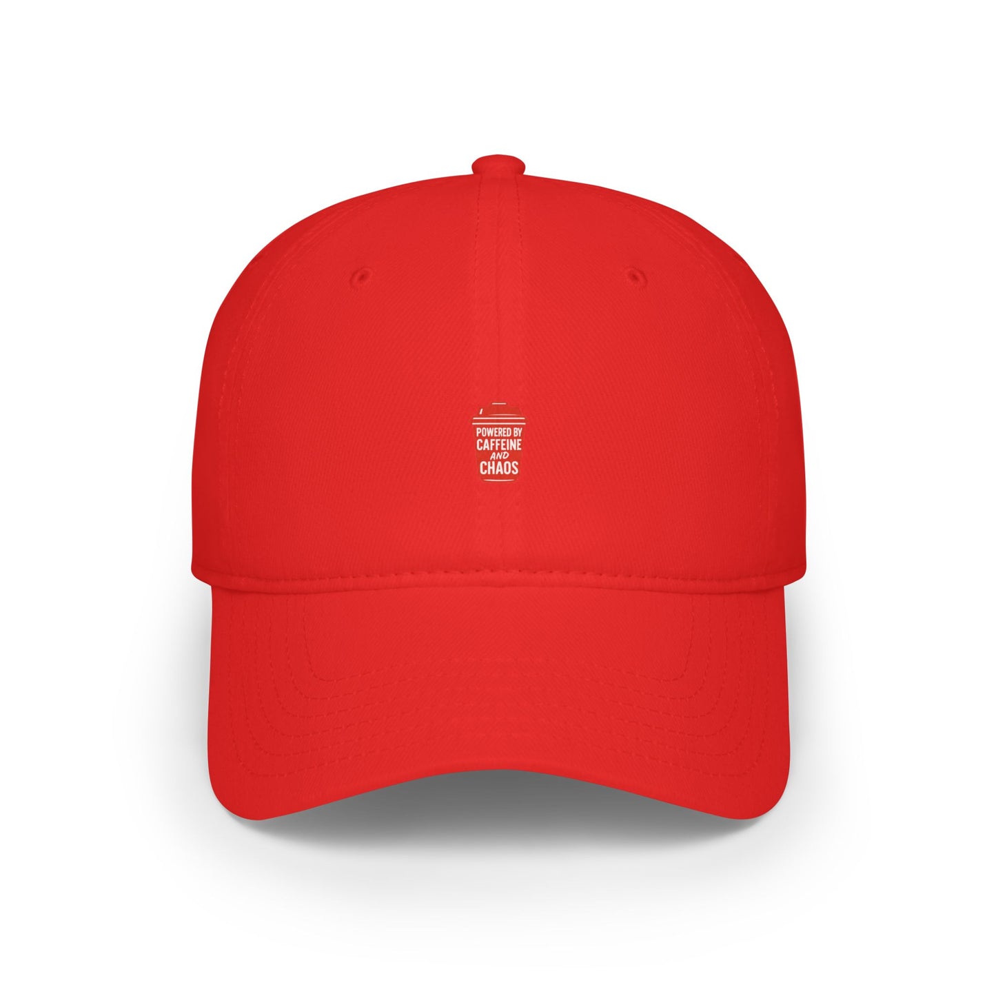 Powered By Caffeine And Chaos Baseball Hat
