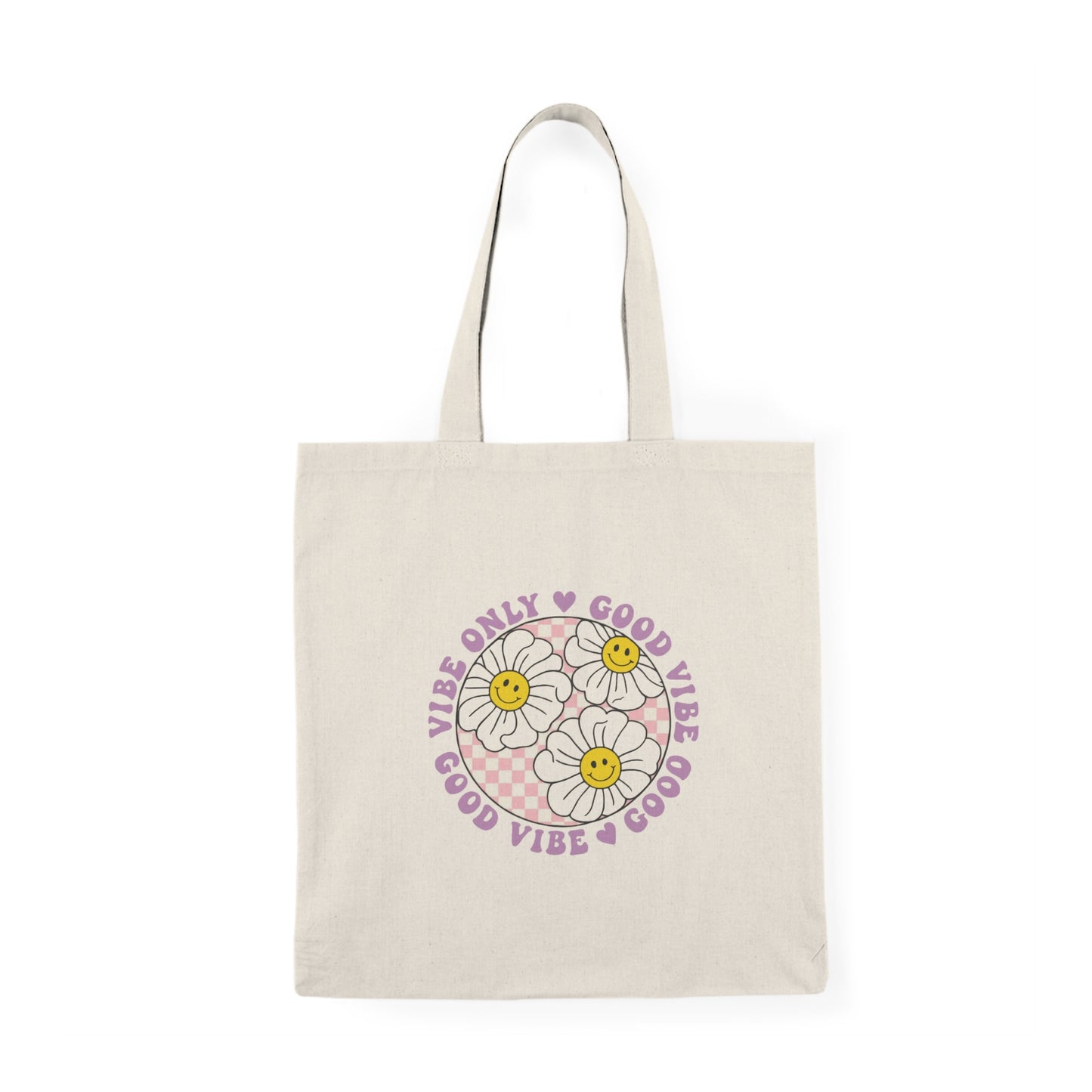 Good Vibes Only Smiley Flower Tote Bag