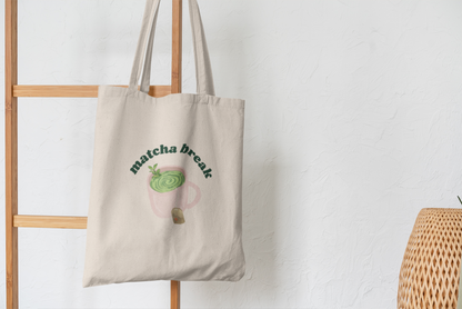 Matcha Break Natural Tote Bag