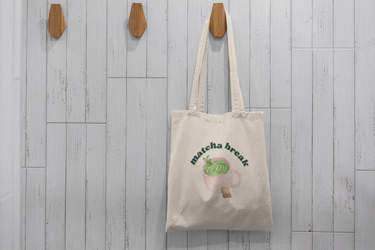 Matcha Break Natural Tote Bag