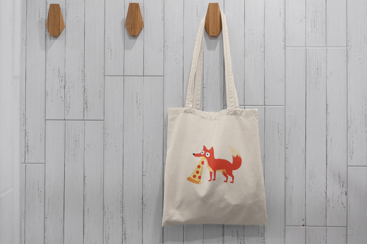 Pizza-Loving Fox Tote Bag – Fun & Quirky Animal Design