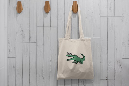 Comb-Croc Tote Bag – Funny Alligator with a Comb Nose Design