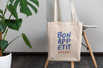 Bon Appetit Tote Bag – Fun Kitchen Canvas Tote with 'Let's Eat!' Slogan