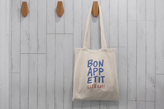 Bon Appetit Tote Bag – Fun Kitchen Canvas Tote with 'Let's Eat!' Slogan